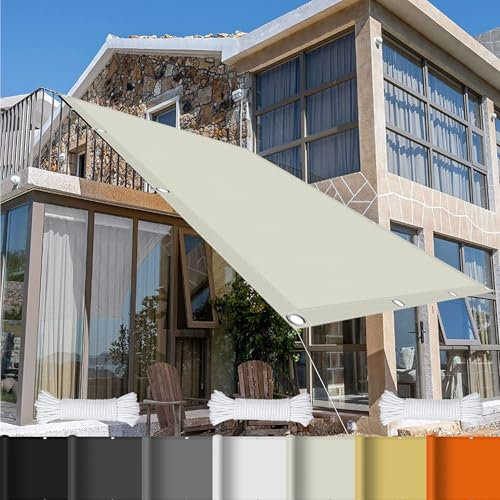 Telo Copertura Pergolato 1 x 4 m con Occhielli e Corde di Tenda da Sole Privacy Protezione Antivento e UV per Esterno, Giardino e Terrazza, Piscina, bianco