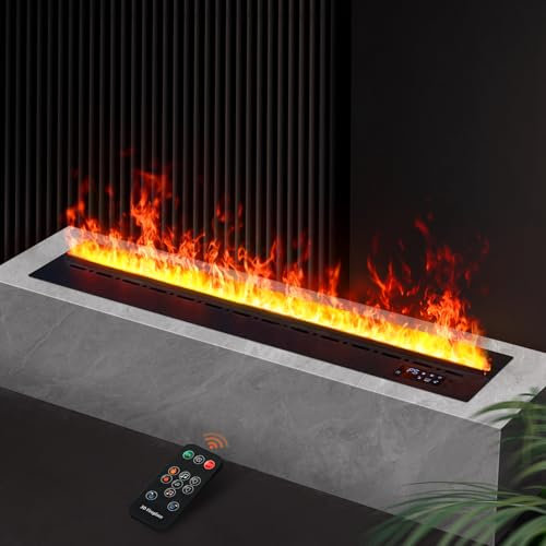 Camino elettrico a vapore d'acqua, effetto fiamma realistico in 3D, adatto per soggiorni e camere da letto, controllo remoto, colore delle fiamme 500mm [senza calore].