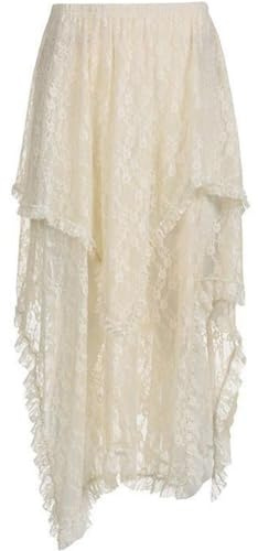 Lpitoy Falda Asimétrica De Encaje Vintage Y2k, Falda Multicapa, Color Liso, Asimétrica, con Volantes, Faldas Midi, Faldas Fluidas para Mujer