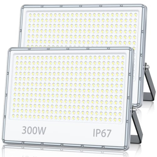 TOPAUBUB Focos LED Exterior 300W, Proyector LED Exterior 30000LM 6500K Blanco Frío Impermeable IP67 para Jardin(2 Piezas)
