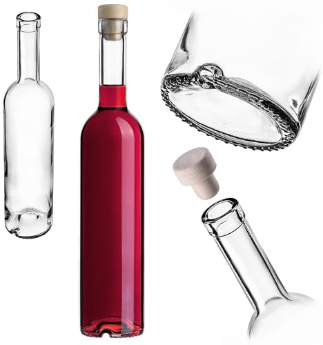 KADAX Botellas de vidrio de 500 ml, 1 pieza, botellas de licor con corcho, botellas vacías para llenar zumo, licor, aceite, vinagre, vino o jarabe, botellas de vino de vidrio