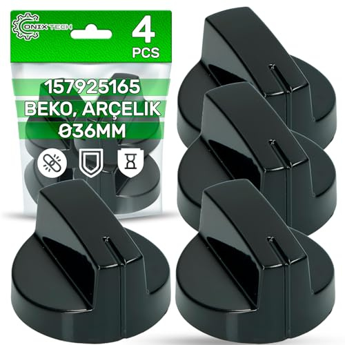 4 Pezzi Rotante Manopole Piano Cottura a Gas Ø 36 mm 157925165 per Beko