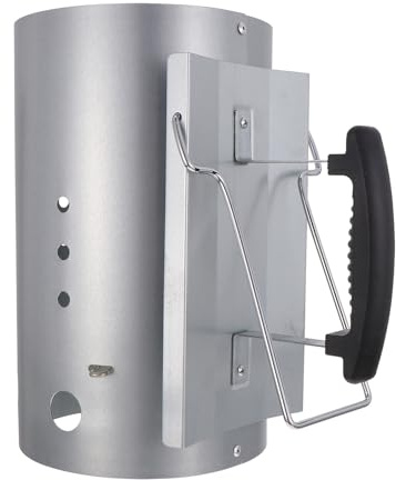 FONDOTIN Accendifuoco Barbecue Esterno in Carbonio con Manico Nylon Termoisolante e Scudo Termico Ciminiera Avviamento Rapido Carbonella per Fornello BBQ Resistente e Duraturo