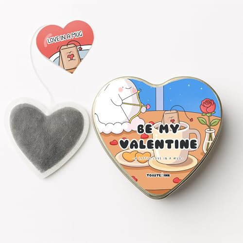 Be My Valentine Heart-Shaped Tea Bags – Handmade Loose-Leaf Tea Gift Tin (Set of 5) (Peppermint)