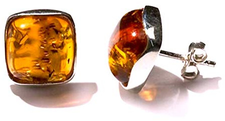 Ian and Valeri Co. Amber Sterling Silver Square Stud Earrings