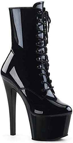Pleaser SKY-1020 Damen Plateau Stiefelette, Lack Schwarz, EU 41.5 (US 11)