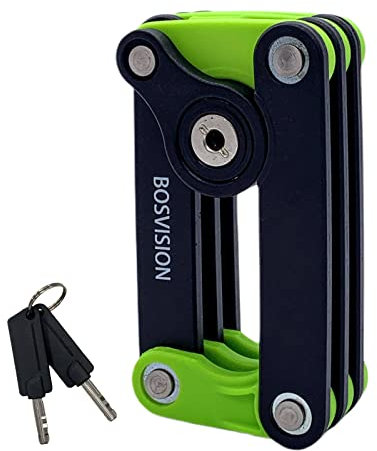 bosvision Faltschloss Fahrradschloss mit 2 Scheibenschlüsseln mit Rahmenhalterung