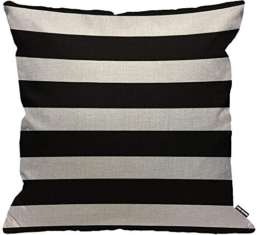 HGOD DESIGNS Kissenbezug Schwarz Weiß Streifen Kissenhülle Haus Dekorativ Für Männer/Frauen/Jungen/Mädchen Wohnzimmer Schlafzimmer Sofa Stuhl Kissenbezüge 45X45cm