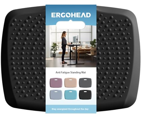 Anti-Ermüdungs-Küchen-Bodenmatte, Komfort-Stehmatte, tragbare Stehschreibtischmatte, Küchenmatten, integrierter Griff mit Massagepunkten, Mehrzweck-Komfort-Bodenmatte (43,2 x 55,9 cm, schwarz)