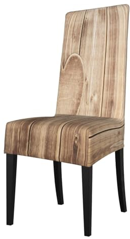 ASEELO 4 Stück Esszimmerstuhlhussen Holz Herz Stretch Stuhlhussen Esszimmer Stuhl Schonbezüge Abnehmbare Waschbar Wiederverwendbar Home Küche Decor Protector