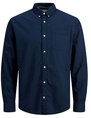 JACK & JONES Herr Skjorta Oxford, marinblå kavaj/passform: slim fit, XXL