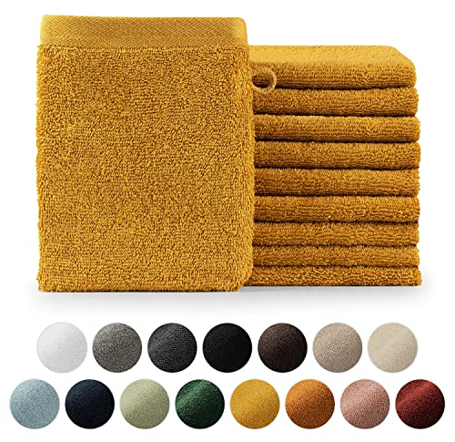 Blumtal Premium Frottier Waschlappen Set 10 teilig 100% Baumwolle - Oeko-TEX zertifizierte Waschlappen 10x (15x20 cm) - Ultra saugstarkes Frottier Seiftücher Set waschbar °60 - Seiflappen Gelb