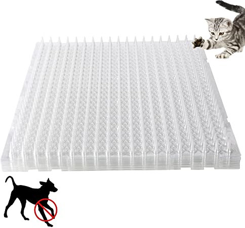 16-pack kattavskräckande utomhusmatta 40 x 33 cm katträknare avskräckande matta plastspikar för katter hundar träningsmatta för inomhus utomhustillbehör, 18,3 kvadratmeter