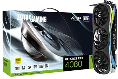 Zotac Carte Graphique Nvidia GeForce RTX 4080 Amp Extreme Airo 16Go, ZT-D40810B-10P