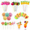 Gukasxi 74Pcs Cocktail Party Decorations, Cocktail Decorative Paper Straws, Paper Umbrella Sticks, Peacock, Flamingo, Pineapple Fruit Sticks Bamboo Toothpicks, Snacks Drink Decorative Cocktail Sticks