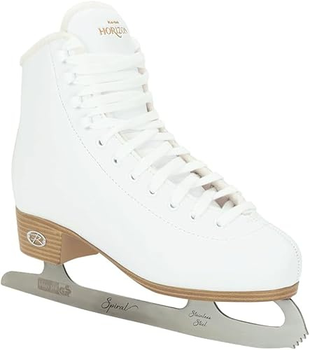 Riedell Unisex Horizon Recreational Ice Skates - Supportive Uppers with Plush Padded Lining, Smooth Stainless Steel Blades, and PVC Soles - White - 6