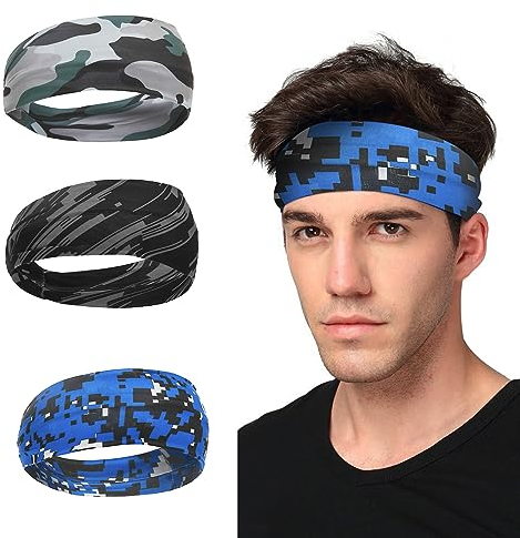 Sport-Stirnband 3 Pack, LATTCURE Herren Stirnband, Schweißband, Stirnband Anti Rutsch, für Jogging, Laufen, Wandern, Fahrrad- und Motorrad Fahren…