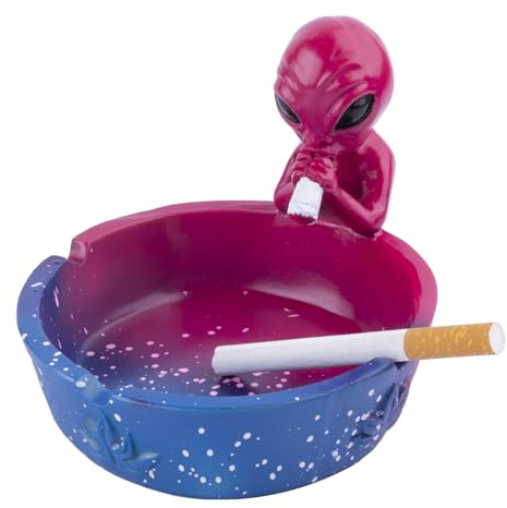 5.12 Outdoor Ashtray, Ash tray for Cigarettes and Cigars, Home Ashtray, Alien Fantasy Ashtray Decor for Home Office, Ornament Present (Pink)