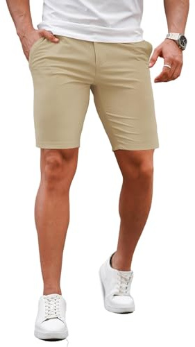 Pantalones Cortos Skinny para Hombres Verano Elástico Chino Shorts Ajustados Informales Kaqi 34