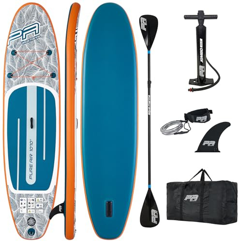 CampSup SUP Aqua Marina Pure AIR 10'10 Tavoletta da surf gonfiabile Stand Up Paddle | 330x81x15 cm | Tavola da surf per principianti e esperti con accessori | Capacità di carico fino a 145 Kg