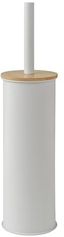 Gedy KENTA Scopino WC in acciaio inox e bambù, bianco opaco, 9 x 9 x 39