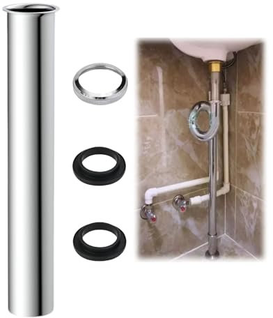 tubo di prolunga 32 mm,Bottiglia e sifone Tubolare,sifone tubolare cromato 1 1/4 x 32 mm,canotto per sifone per lavandino,300 mm per sifone,Adatto per lavello da cucina (argento)