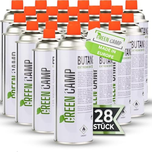 Greencamp - Cartuchos de gas de 227 g (fabricados en Europa), ideal para cocinas de gas, calefacción de gas, quemadores de malas hierbas o hornillos de camping, cartucho de gas butano tipo MFS, 1 A