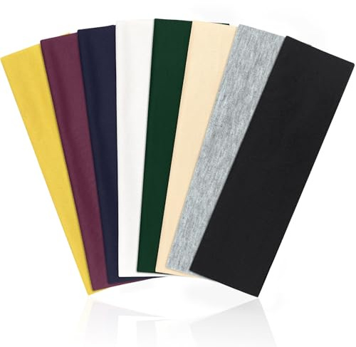 AWUMBUK 8 Pcs Headbands for Women's Hair, Fashion Hair Bands for Women Men Soft Ladies Headband Elastic Head Bands Yoga Gym Hair Accessories Multicoloured