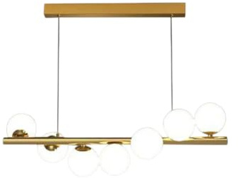 UNIVERSO A06 LAMPADARIO A SOSPENSIONE CON 7 ATTACCHI G9 POTENZA 70W COLOR ORO CON 7 SFERE OPACHE