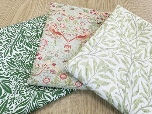 Fat Quarter tygpaket – William Morris salvia grön – fågel blommigt tryck hantverk tygmaterial material