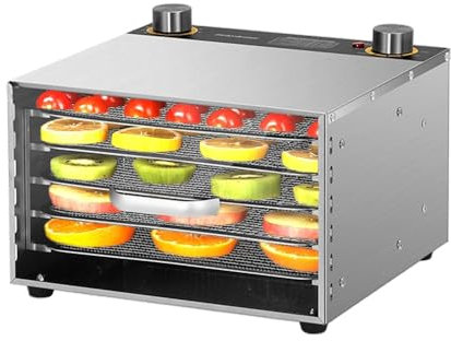 Deshidratadores para Alimentos y Cecina con Temporizador de 24 Horas, 8 Rejillas de Secado, 450 W, 30-90 ℃, Deshidratador de Frutas y Verduras, Control de (Enchufe europeo de 5