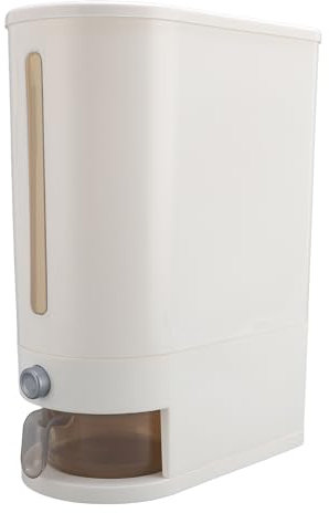 Masyrt Rice Dispenser with Cup 10KG PP Sealed Dry Food Storage Grain Container Bin for Pantry Kitchen Organization (Type 1)