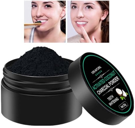 Polvo de carbón vegetal – Polvo de blanqueamiento natural seguro para encías y esmalte – Quita manchas y blanqueamiento sin ningún daño para natural – vegano y crueldad