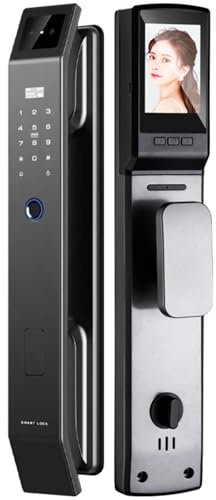 Front Door Smart Lock with Camera and Indoor Screen - Fingerprint Door Lock for Video Doorbell, Fingerprint, APP, Passcodes, IC Card, No Key, Rechargeable Battery for Hotel, Office, Home