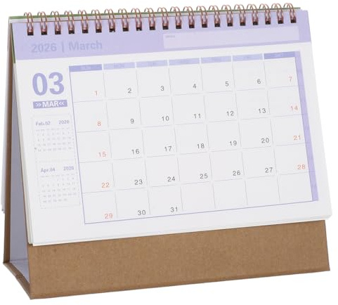 NUOBESTY Desk Calendar, 2025-2026 18 Months English Standing Flip Desktop Calendar Small Desk Calendars for Office Home (July 2025-December 2026)