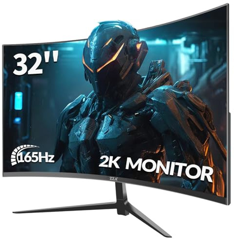 ZZA 32 Inch Monitor - 2K Resolution, 165Hz/180Hz,1440p Monitor, 1ms Response Time, FreeSync & G-Sync, HDR10, 122% sRGB Coverage, DP/HDMI,32 Inch Computer Monitor VESA Mount Compatible