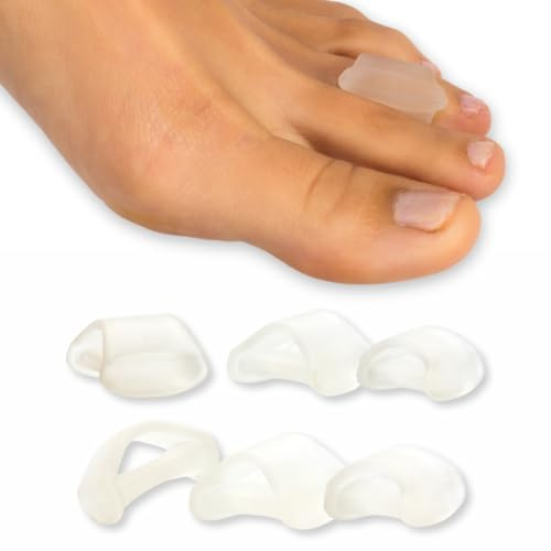 NatraCure Advanced Gel Toe Separator (w/Toe Loop) - Spacer, Corrector, Straightener to Cushion and Align Bent, Crooked, Overlapping Toes - Corns, Bunions - (1105-M RET6PK) - Size: Medium