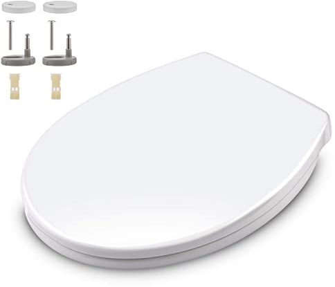 Himimi Tapa WC Universal, Asiento para Inodoro, Asiento de Inodoro en Forma de O, Tapas de Water Cierre Suave Lento, Bisagras Ajustables, Desmontaje Rápido, Fácil de Limpiar(440 x 375 x 54 mm)