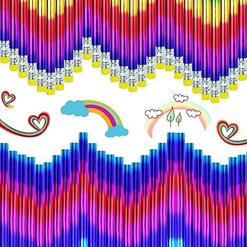 XAVSWRDE 48 PCS Rainbow Pencils,HB Graphite Pencil Bright Colour Wooden Pencils Painting Pencil Professional Pencils Set with Eraser Top for Home Office School Classroom Supplies