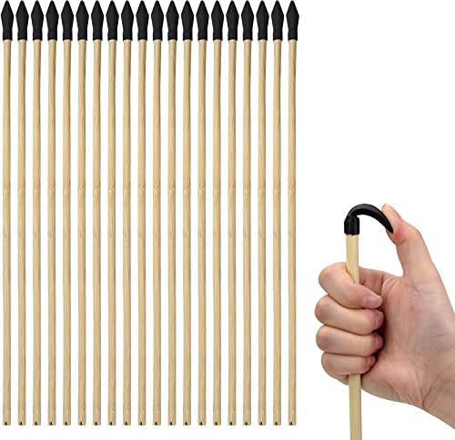 Basbon 20 Pcs Wooden Arrows Soft Rubber Tips, 17 Inch Handmade Wooden Toy Arrow for Kids and Beginners, Archery Bows Outdoor Play Cosplay Costume Decoration