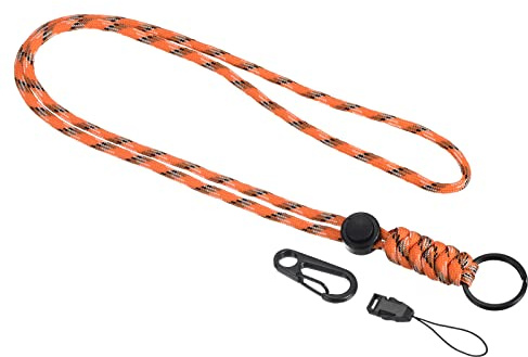 PATIKIL Badge Lanyard 20.5 Inch, Necklace Keychain Cord Metal Clasp Hook Ring Strap for Keys Whistle ID Card Badge Holder, Camo Orange