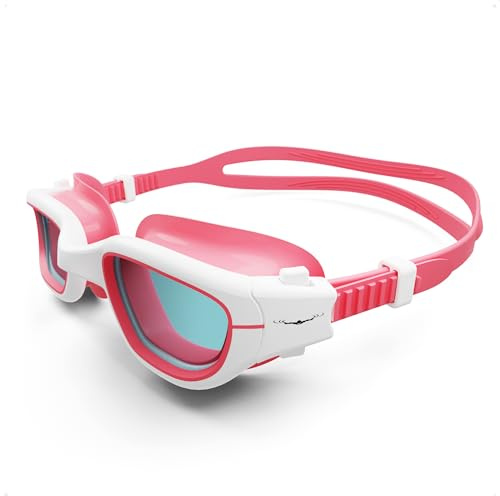 AqtivAqua Gafas Natacion MINI-DX Niño Niña Gafas Piscina Niños (Rosa blanco, Claro)