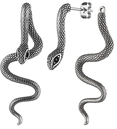 HZMAN Retro Schlange Ohrringe für Damen Herren Edelstahl Gothic Punk Schlange Ohrstecker Biker Party Schmuck Geschenk