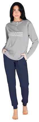 GIVOVA Pigiama Lungo Donna in Caldo Cotone in Varie Taglie E Colori, Pigiama Femminile (XL (48), GI056 Grigio)