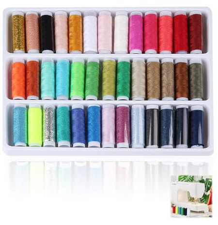 Spulen-Nähgarn-Set, 39 Farben Premium Nähzeug Polyester-Nähzubehör-Set Mini Nähset Professionell Nähen Set für Handnähen, Nähmaschine