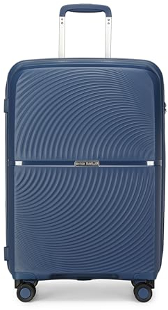 British Traveller Hartschale Koffer Trolley PP Handgepäck Reisekoffer Klein 40 Liter mit 4 Spinnerräder Rollkoffer TSA-Schloß Teleskopgriff Suitcase(Marineblau)