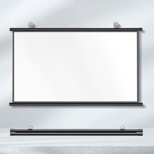 Schermo Di Proiezione Avvolgibile Manuale, Telo for Proiettore Avvolgibile 30-72 Pollici, Ideoproiezione 3D Full HD 4K, Schermo for Proiezione Proiettore Home Cinema Schermo for Tende A Rullo(16:9,72