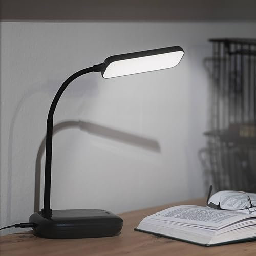 EMOS Lampada da tavolo a LED Molly 12 W, luminosità 650 lm, dimmerabile, colore della luce regolabile (3000 – 6500 K), braccio flessibile, cavo di ricarica da 1,5 m, con adattatore di alimentazione da