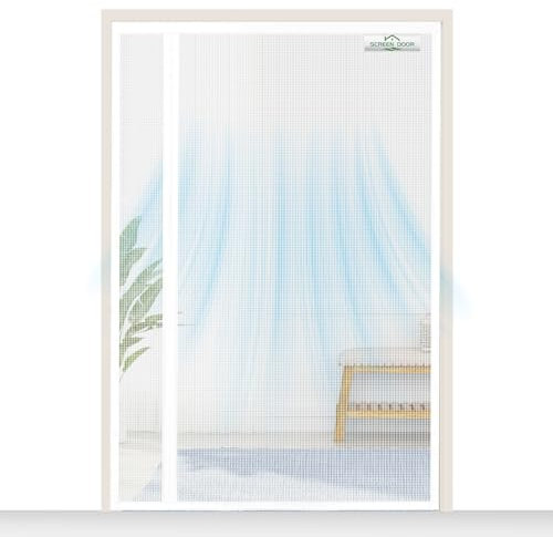 SCREEN DOOR Moustiquaire Porte Fenetre 140x220cm | Moustiquaire Réversible à Ouverture Gauche/Droite, Accès Facile, Protection contre les Insectes – Blanc