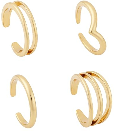 Mikovivi 4pcs Gold Toe Ring Set, 4 Styles Open Band Toe Ring Adjustable Summer Beach Foot Jewelry Elegant Gift for Women Beach Party Summer Camp Gift